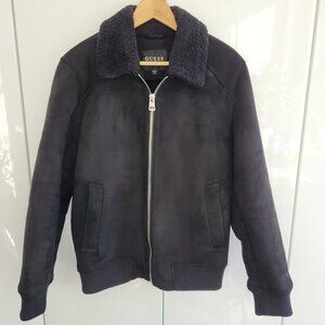 Guess Faux Shearling Men's Bomber Jacket Black Size S